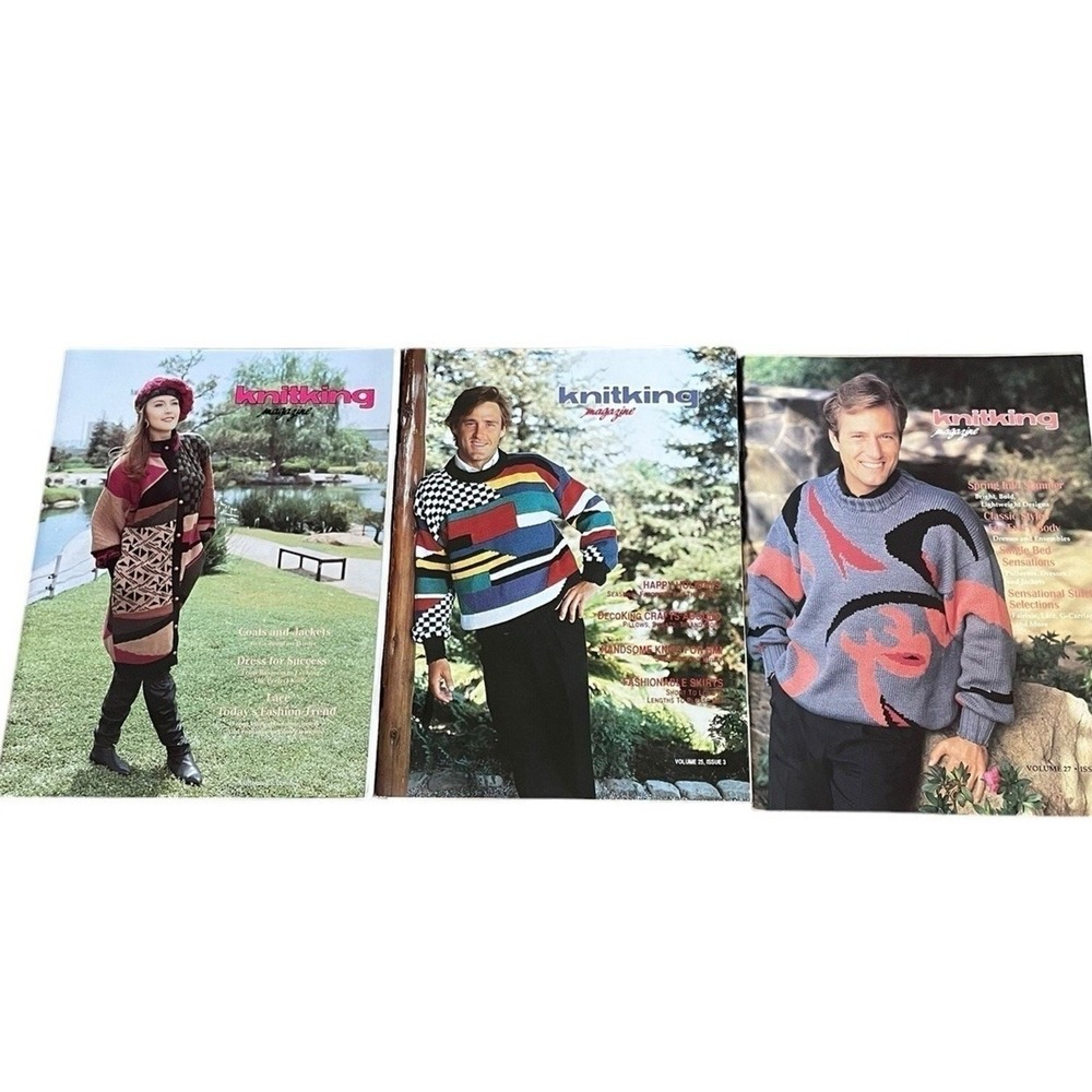 Knitking Magazine Vintage Mind Century Mod Machine Knitting Patterns Lot of 3